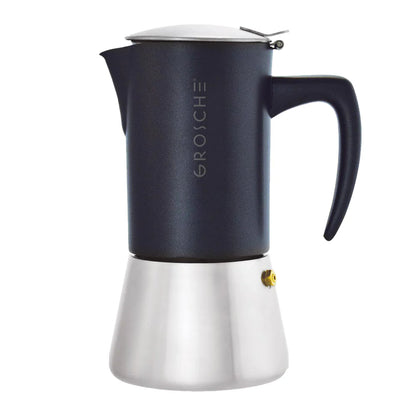 GROSCHE  MILANO STEEL Stovetop Espresso Maker, Moka Pot - 10 Cup