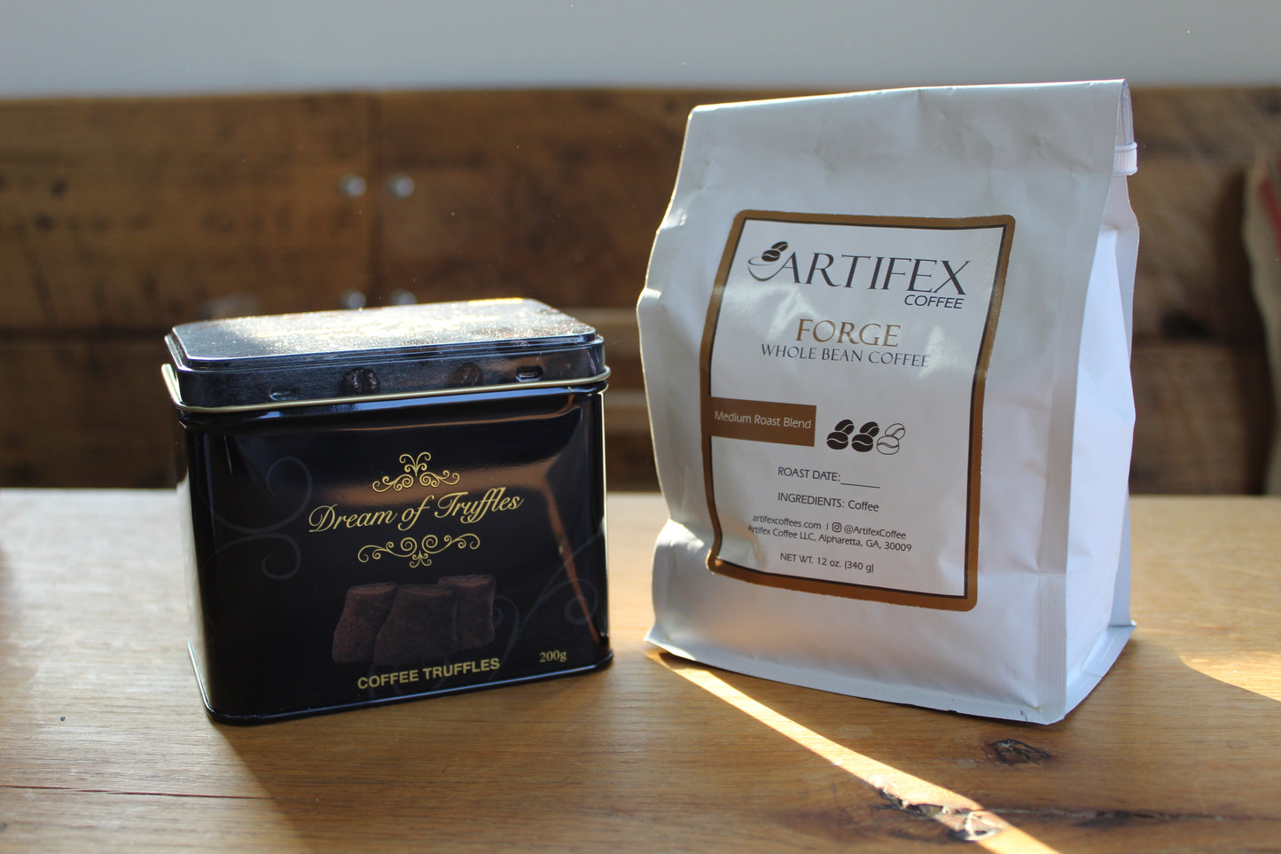 Special Combo Buy: 12 oz. bag of coffee and tin of Dream of Truffles