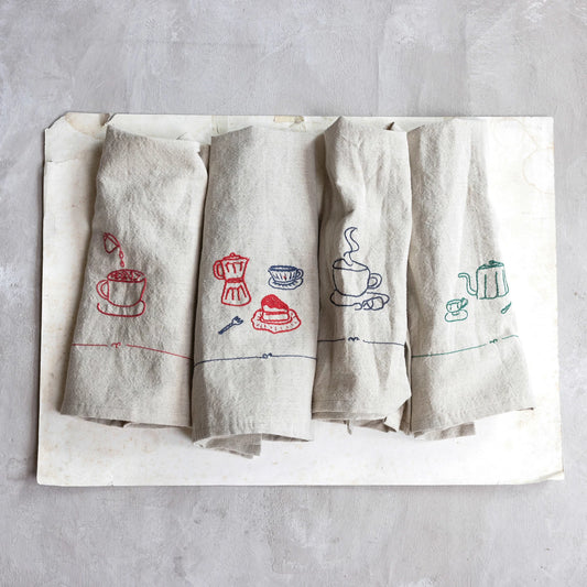 Woven Linen & Cotton Blend Coffee Towels